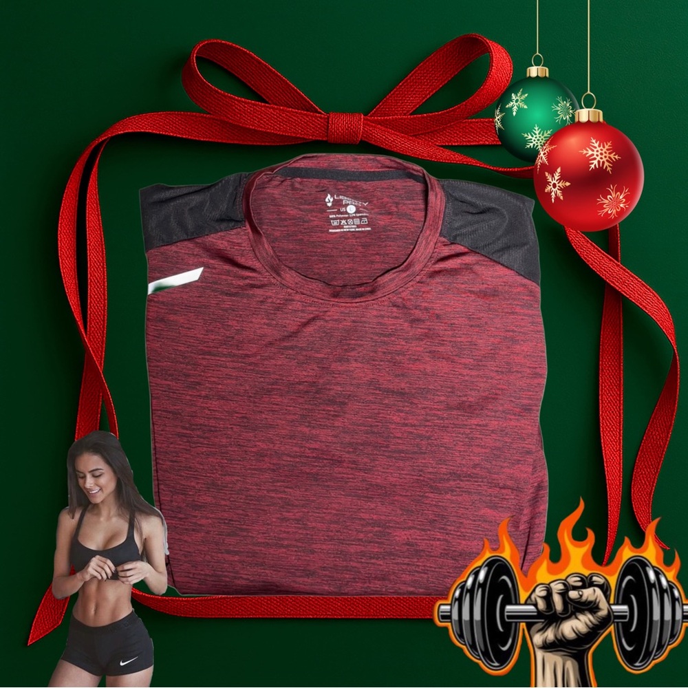 NEW Workout Liberty Pro Dri-Fit Burgundy Athletic T-Shirt -LRG - Picture 11 of 12